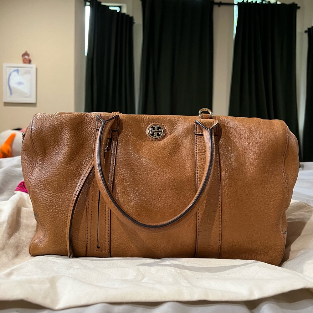 Tory Burch Brown Pebbled Leather Brody Satchel